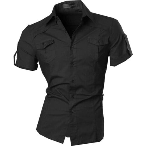 Jeansian Mens Summer Short Sleeve Casual Dress Shirts Fashion Stylish