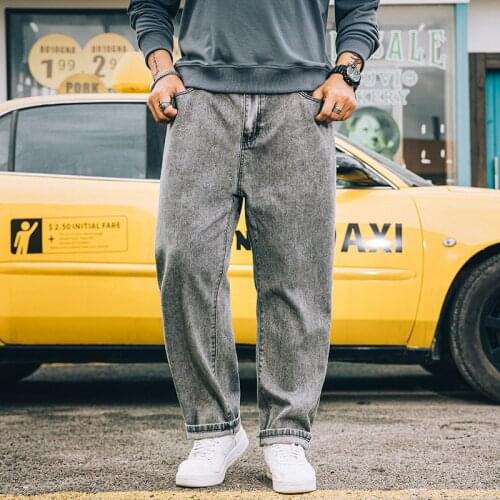 2021 Oversized Trend pants loose straight denim jeans trousers plus size men jeans loose casual fatty guy male old jeans