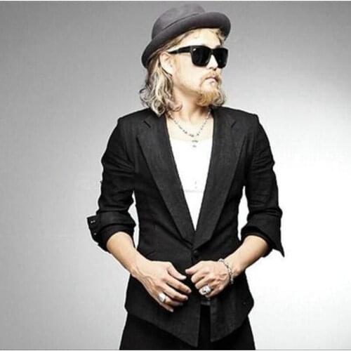 Men Suit Jacket Blazers Spring New Men Trend Nightclub Small Korean Slim Solid Color Long-sleeved Flat Collar Coat S-6xl