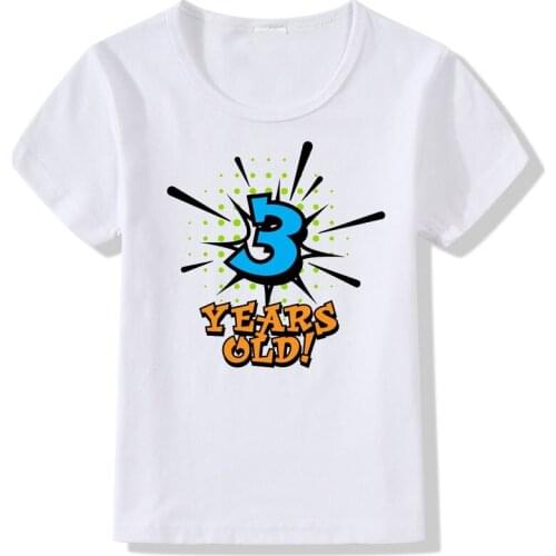 Summer New Fashion Boys Girls Tshirts 3 4 5Year Old Letters Printed Children Birthday T-shirt Kids Casual Short Sleeve Tops Tee