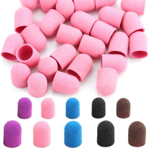 5Pcs Plastic Base Sanding Caps Multi-size Nail Sanding Bands Electric Manicure Pedicure Polish File Cuticle Tool Accessories