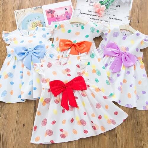 Infant Girls Dress Summer Clothing Casual Dot Print Casual Dress Clothes Children Flower Girls Outfit For 2-8 Years