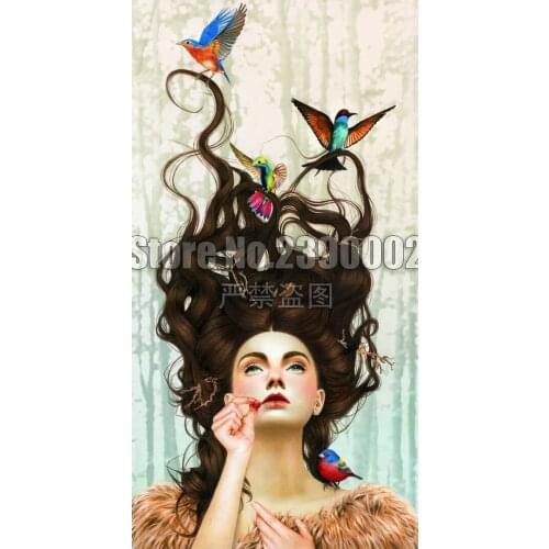 Full,DIY,Diamond Painting,Beauty,girl,Hummingbirds,Diamond Embroidery,square,Rhinestones,Mosaic,Cross Stitch,Decoration,Crafts