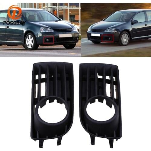 POSSBAY Car Black Front Left Right Bumper Fog Light Lamp Cover Grill for VW Golf MK52004 2005 2006 2007 2008 2009 Car Lamp Hood