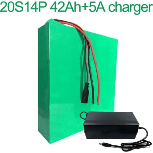 With 5A charger 72V 42Ah 20S14P 18650 Li-ion Battery electric two Three wheeled motorcycle bicycle ebike 380*270*70mm
