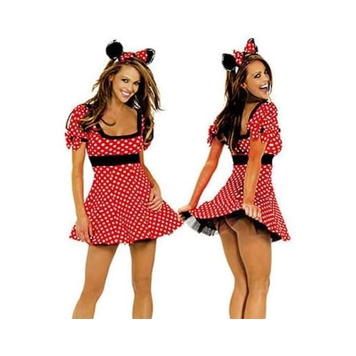Sexy Women Dot Umbrella Dress Short Sleeve Exotic Square Collar Bunny Costume Temptation Erotic Sexy Dress vestidos femininos