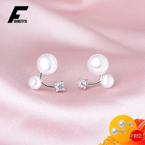 Fashion 925 Silver Jewelry Pearl Earrings with Zircon Gemstone Drop Earring for Women Wedding Engagement Party Gift Accessories