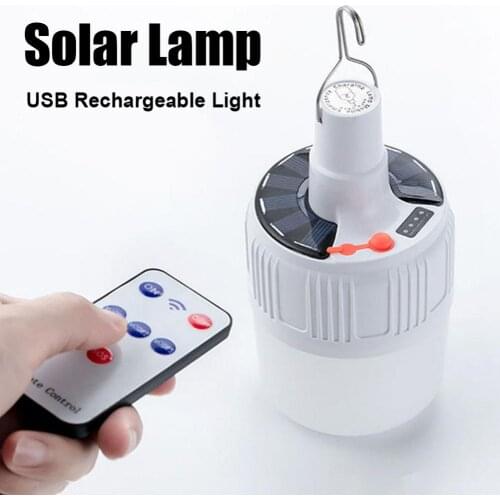 Solar Rechargeable Bulb Outdoor USB Emergency Lights Portable Tent Lamp LED Camping Light