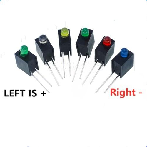 3mm LED Side Single Hole Lamp Holder With Lamp Bead 90 Degree Bending PCB Fixed Holder F3 Indicator Red Yellow Blue Green White