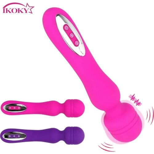 IKOKY AV Stick Vibrator Magic Wand Massager 12 Frequency Female Masturbation Clitoris Stimulator Sex Toys for Women Erotic