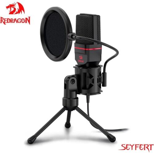 Redragon Seyfert Omni Condenser Microphone With Tripod Audio 3.5mm Computer Studio For PC Phone Karaoke Recording phone GM100