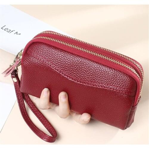 Womens Cosmetic Bag genuine Leather makeup bag travel organizer Purse Women clutch bag mobile phone bag evening party handbag