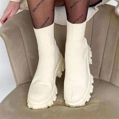 Women Boots New Ladies Casual Stretch fabric Socks Boots Fashion Women Shoes Platform green Boots Gothic Women shoes