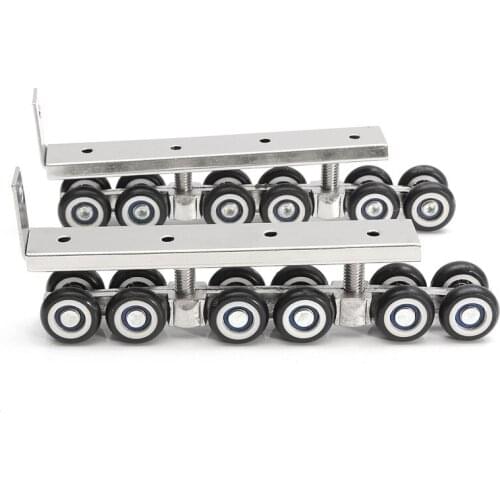 1 Pair/set Cold Rolled Steel Sliding Wooden Door Closet Hardware Kit Door Wheels Roller 12 Wheels Hangers Roller