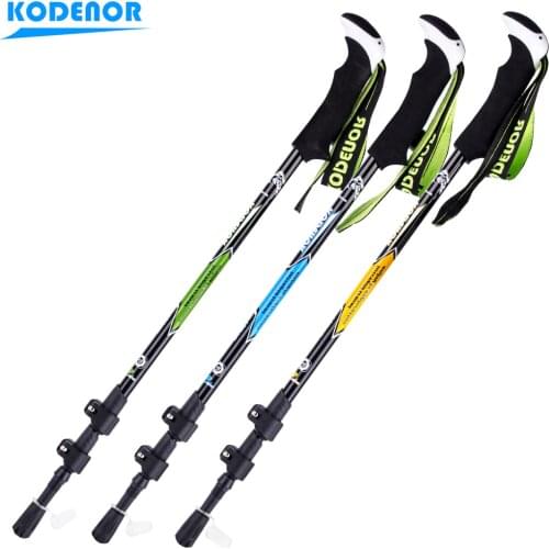 195g Trekking Pole Carbon Fiber KODENOR Telescopic Folding Outer 3 Section Walking Stick For Hiking Camping Climbing Alpenstock