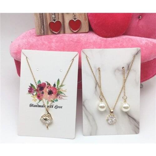 100Pcs New Arrival 9x6cm Paper Pendant And Earring Cards Jewelry Display Ear Stud Cards Colorful Print Earring Necklace Card