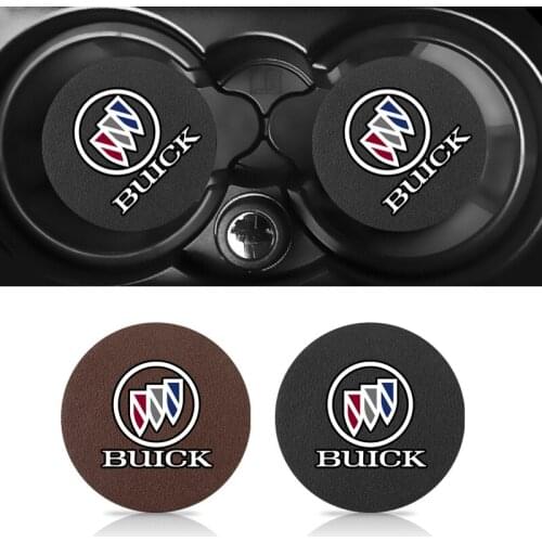2Pcs Car Cup Holder Pad PU Leather Slot Non-slip Coaster Mat For Buick Regal Lacrosse Excelle Encore Enclave Envision Anthem
