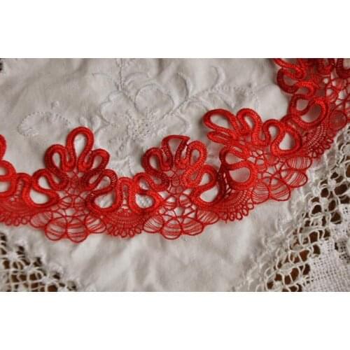 5 Meters Red Flower Lace Trim Beautiful Embroidery Lace Ribbon Sewing DIY Material Decor 6cm Width
