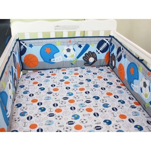 5pcs Embroidery Bedding Set For Girl Boy Baby Crib Bedding Set Baby Cot Set Bed Bumpers Protrctor ,include (4bumper+bed cover)