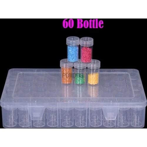 56/60 Bottles Jar Square Diamond Painting Storage box Diamond Painting Accessories Beads Container Mosaic Storage boxes Tools