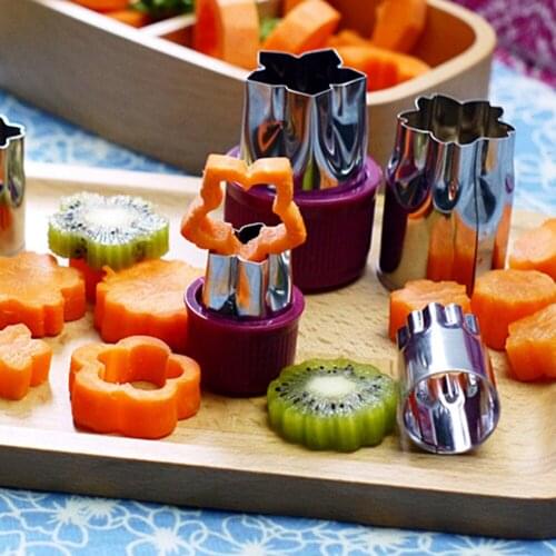 8pcs/Set Heart Star Shape Vegetable Fruit Cutter Mold Slicer Stainless Steel Shredder Cake Cookie Sushi Biscuit Food FreeShip