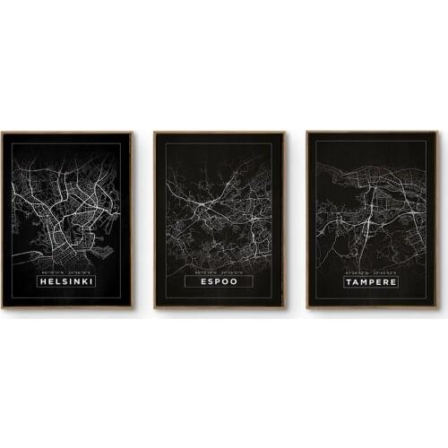 Finland City Helsinki Street Map Poster Prints Abstract Canvas Painting Wall Pictures Modern for Living Room Home Decor No Frame
