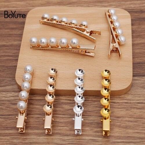 BoYuTe (10 Pieces/Lot) 60*6MM Iron Clips Welding 8MM Cup Base Handmade DIY Hair Accessories Wholesale