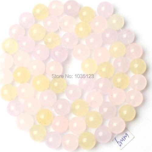 High Quality 6mm Round Shape Yellow Pink Mixedcolor Jades Stone Loose Beads Strand 15" DIY Creative Jewellery Making w2161