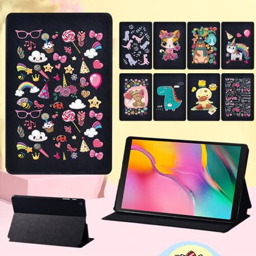 New Tablet Case for Samsung Galaxy Tab A7 10.4" T500 T505/Tab E 9.6" T560/Tab A A6 10.1 T580 - Cute Cartoon Protective Case +pen