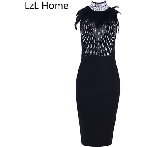 Black short evening dress sleeveless turtleneck close-up womens party dress with sequined crystal cocktail ball dress