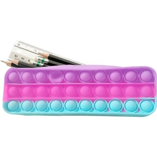 Fidget Pencil Case New Arrival Silicone Purse Push Pop Bubbles Simple Dimple Stationary Bag Popper Sensory Poppet Toys 2021 New