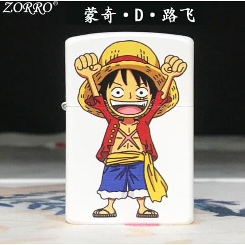 Zorro Kerosene Lighter Original Pure Copper Color Printing Classic Cartoon Pattern Pirate King Collection Gift Outside Tool