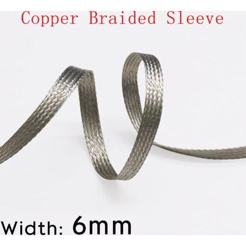 Width 6mm Tinned Copper Braided Cable Sleeve Audio Line Signal Shield Anti Interference Wire Wrap Metal Sheath