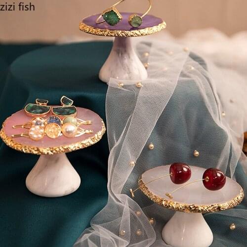 Minimalist Trays Decorative Gilded Marble Storage Tray Jewelry Display Rack Dressing Table Necklace Stand Earrings Hanging Plate