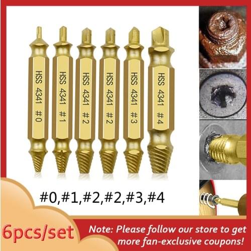 6pcs Damaged Screw Extractor Speed Out Drill Bits Tool Double Side Durable Broken Bolt Remover Screw High Strength Accessories