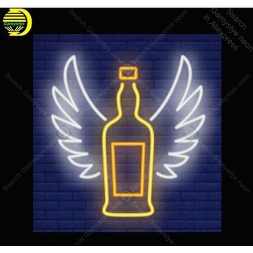 Neon sign For Bottle with wing Neon Bulbs sign Iconic Beer windowerLOVE Handcraft Custom Lamps advertise Letrero enseigne lumine