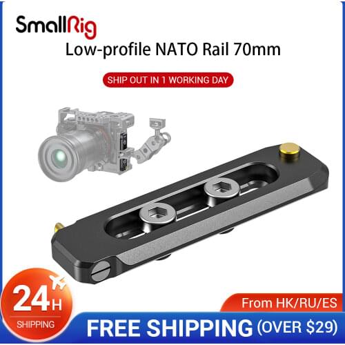 SmallRig Low-profile NATO Rail 70mm Long 6mm Thick Nato Rail With 1/4"-20 Mounting Screws -2483