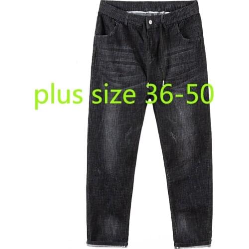 New Arrival Fashion Super Large Cotton High Quality Men Straight Softener Full Length Casual Mens Jeans Plus Size 36-44 46 48 50