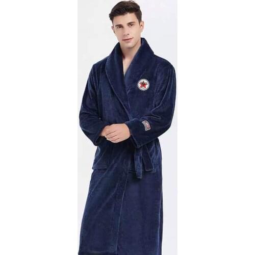 Autumn Winter Flannel Thick Warm Men Daisy Casual Kimono Bathrobe Sleepwear Plus Size 3XL Nightgown Male Casual Home Wear