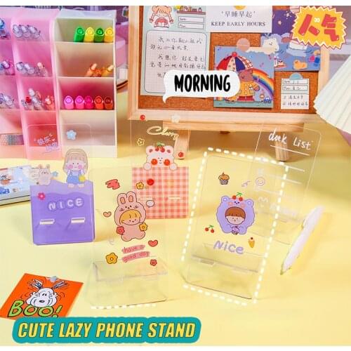 Kawaii Lazy Bracket Phone Stand Acrylic Korean Animal Tablet Phone Holder Free Hands Cute Bunny Bear Phone Support Message Board