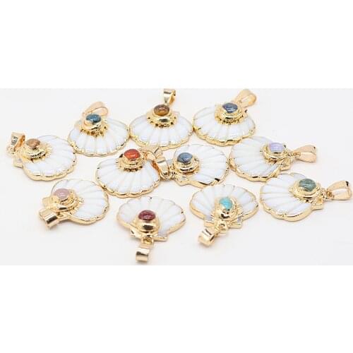 Natural fritillary pendant shell Phnom penh pendant fan shape penddant for jewelry making DIY necklace bracelet accessories25x25