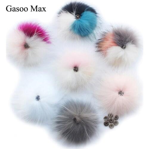 5pcs/ Lot DIY 12 13cm Grey Black White Raccoon Fur Pompom Fluffy Patchwork Fur Balls Knit Cap Hat Beanies Knitted Scarves Whosal