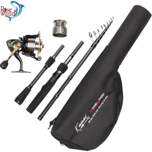 RoseWood KUNAI 2.4m Telescopic Fishing Rod Reel Kit Spinning Reel Carry Bag Case For Kids Youth Outdoor Travel Bass Trout
