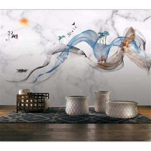 Beibehang Mural custom photo living room bedroom Chinese style emblem horse head wall ink Jiangnan artistic landscape wallpaper