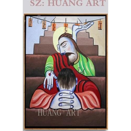 Hand painted oil painting abstract Jesus probation painting porch hallway painting living room sofa background wall unframed