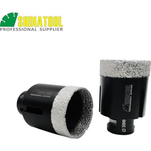 SHDIATOOL 2pcs M14 Thread Dia 50mm Vacuum Brazed Diamond Dry Drilling Core Bits Porcelain Tile Granite Marble Stone Hole Saw L75