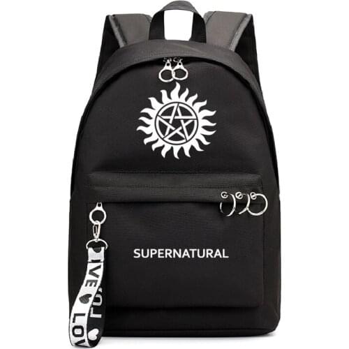 Supernatural Bagpack Sac A Dos Femme Black Pink Backpacks Fashion School Bags for Teenage Girls Mochila Travel Backpack Rucksack