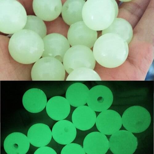 100PCS Luminous Beads Fishing Fluorescent Plastic Round Beads Fishing Gear Glow in the Drak Beads Clothing Decoration Accessory