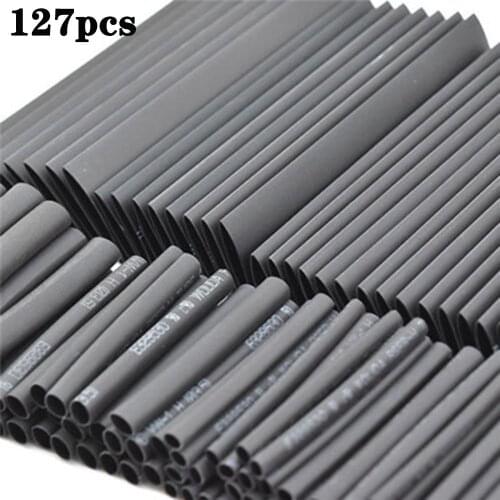 127PCS Heat Shrink Tubing Useful cable Electrical Tube shrinkable tube Black 2:1 Assortment Car Cable Sleeving Wrap Wire Kit