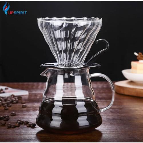 UPSPIRIT Heat Resistant Clear Glass Coffee Pot Set Cloud Shaped V60 Coffee Sharing Jug Italian Coffee Maker For Barista Tools